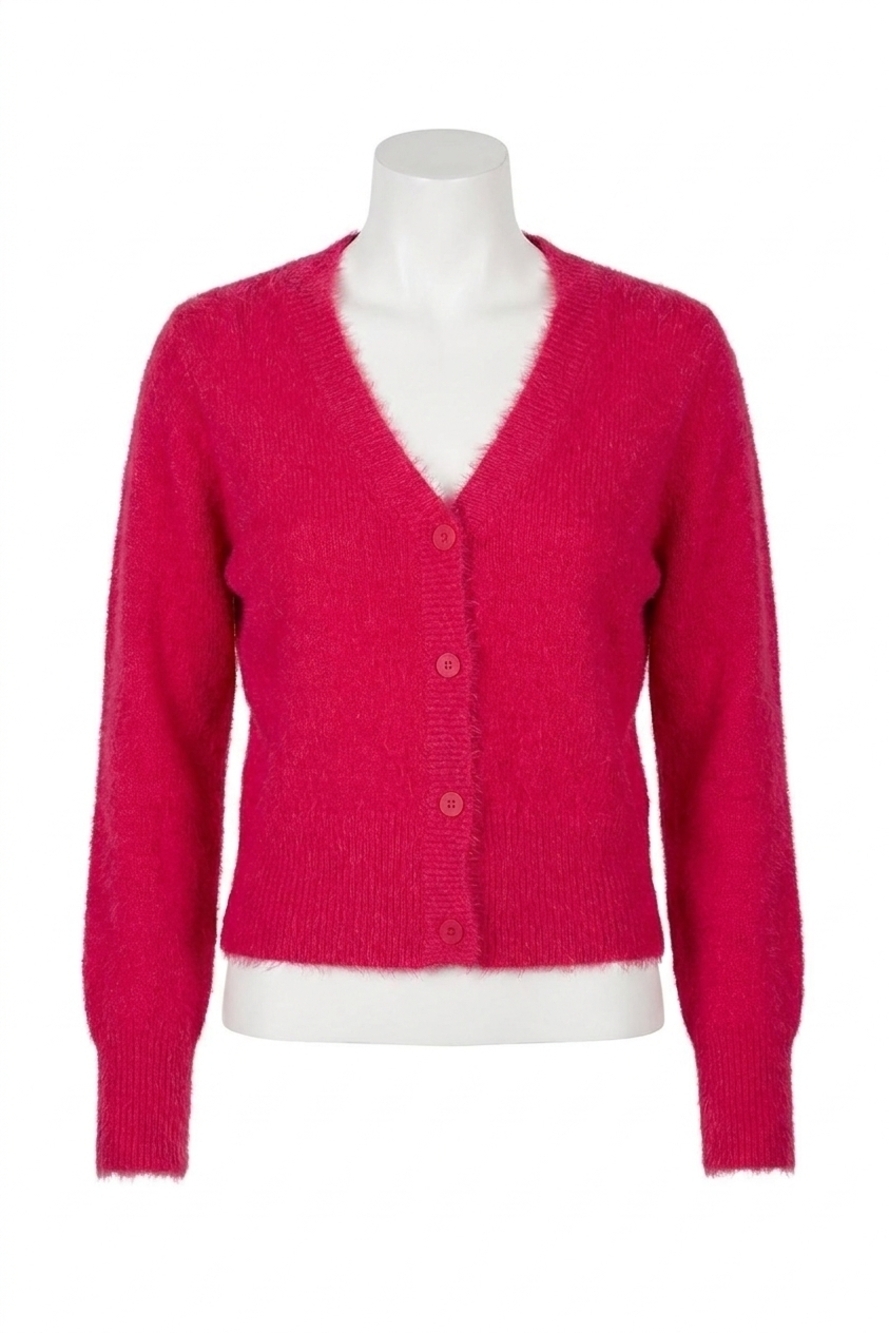 NEW BOBI slim cardigan sweater top in red